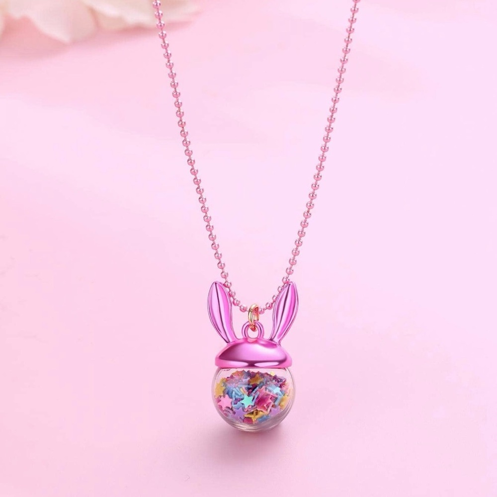 Pink Bunny Pendant Necklace
